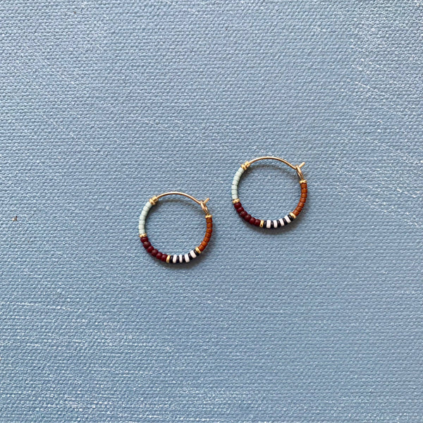 Dainty Beaded Hoop Earrings (.75") - Tic Tac Toe | Alice Rise