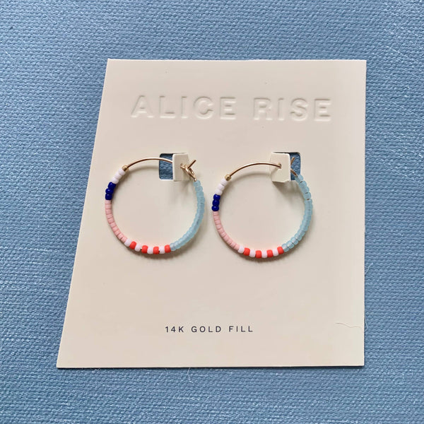 Dainty Beaded Hoop Earrings (.75") - Berry | Alice Rise