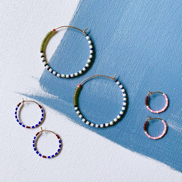 Dainty Beaded Hoop Earrings (.75") - Berry | Alice Rise
