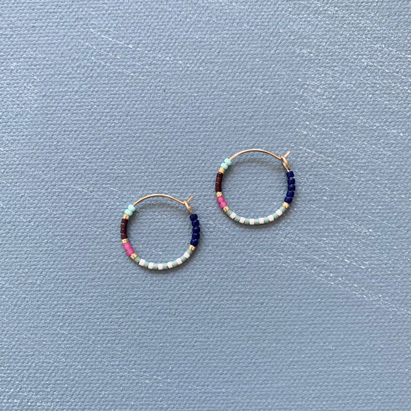 Dainty Beaded Hoop Earrings (.75") - Berry | Alice Rise
