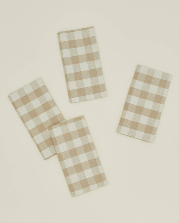 Gingham Dinner Napkins - Ivory/Flax (Set of 4) | Hawkins New York