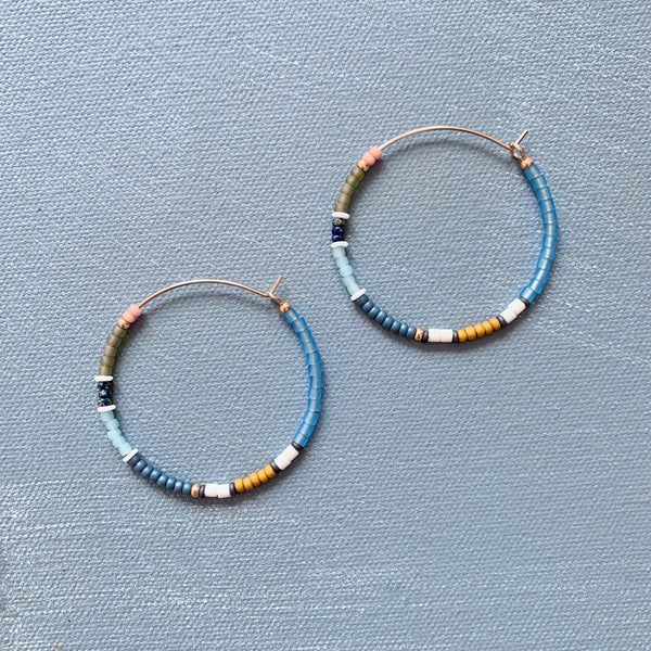 Large Beaded Hoop Earrings (2") - Springwater | Alice Rise