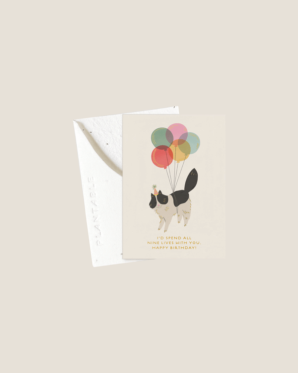 Birthday Kitty with Nine Lives - Mini Card | Seedlings