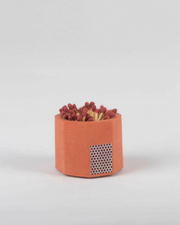 Concrete Match Holder with Matches - Coral | Tenn Prairie