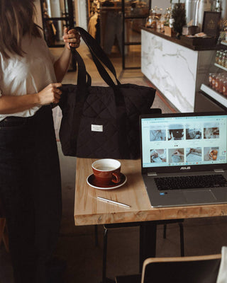 Quilted Everyday Tote - Latte or Black | Dans Le Sac