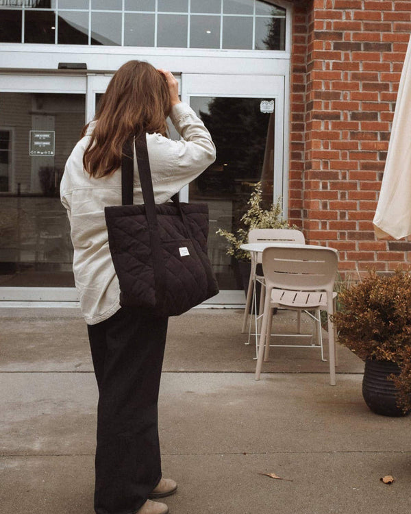Quilted Everyday Tote - Latte or Black | Dans Le Sac