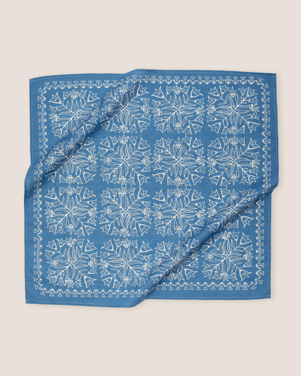 Blue Western Floral Bandana (22x22") | Handker Bandanas
