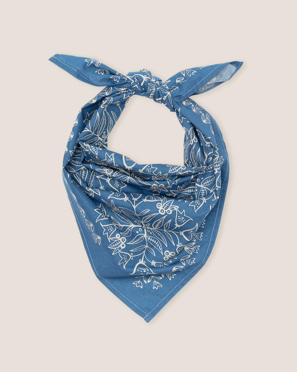 Blue Western Floral Bandana (22x22") | Handker Bandanas