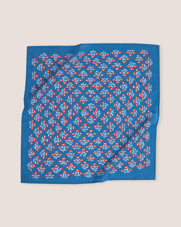 Red & Blue Dainty Floral Bandana (22x22") | Handker Bandanas