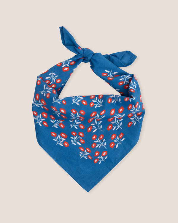 Red & Blue Dainty Floral Bandana (22x22") | Handker Bandanas