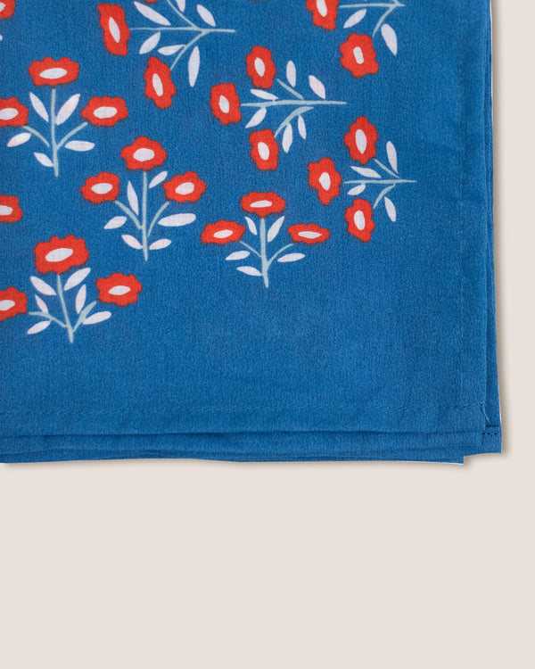 Red & Blue Dainty Floral Bandana (22x22") | Handker Bandanas