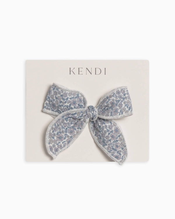 Blue Floral Muslin Bow Clip | Colored Organics / Kendi
