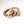Wooden teething ring with an elephant cut-out and peach silicone beads on a white background