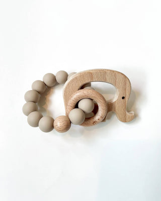 Silicone & Beech Wood Teether - Elephant | Marlowe & Sage