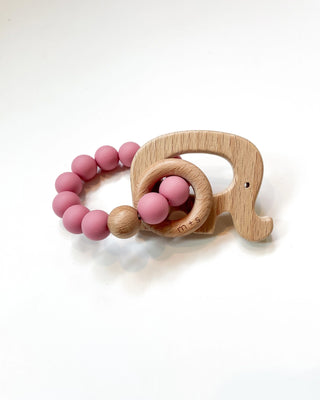 Silicone & Beech Wood Teether - Elephant | Marlowe & Sage
