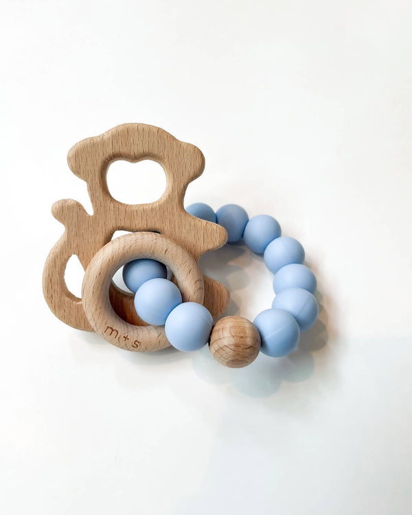 Silicone & Beech Wood Teether - Monkey | Marlowe & Sage