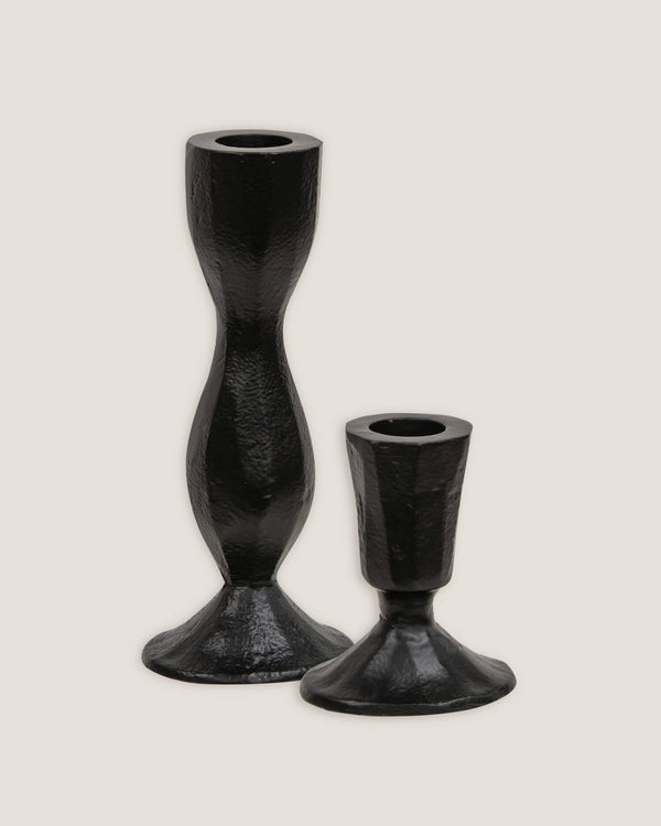 Carved Look Iron Taper Holder – Black (2 Sizes) | Col House Designs