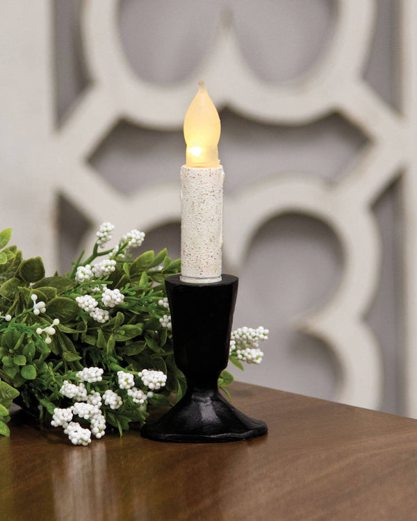 Carved Look Iron Taper Holder – Black (2 Sizes) | Col House Designs