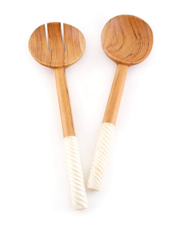 Kenyan Antelope Antler Salad Servers | Swahili African Modern