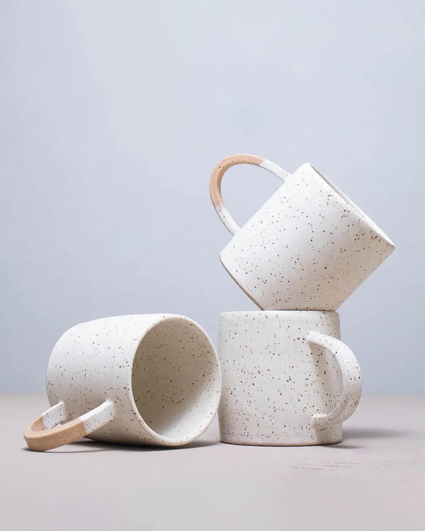 Handmade Ceramic Camp Mug (10 oz) – Speckled White or Forest Green | Pineapple Studios