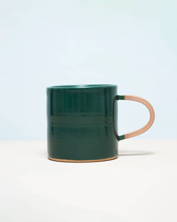 Handmade Ceramic Camp Mug (10 oz) – Speckled White or Forest Green | Pineapple Studios
