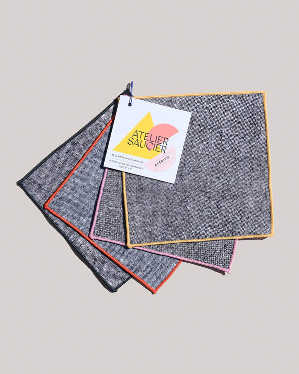 Rainbow Chambray Cocktail Napkins, Set of 4 | Atelier Saucier
