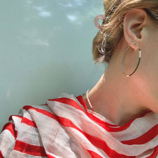 Large Beaded Hoops (2") - Pimento | Alice Rise