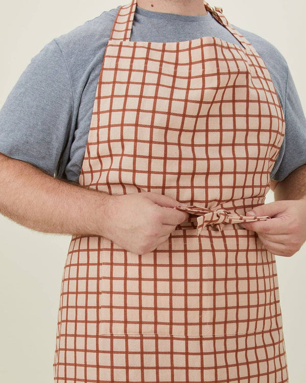 Checked Apron - Blush/Terracotta | Hawkins New York