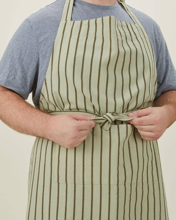 Striped Apron - Sage/Olive | Hawkins New York