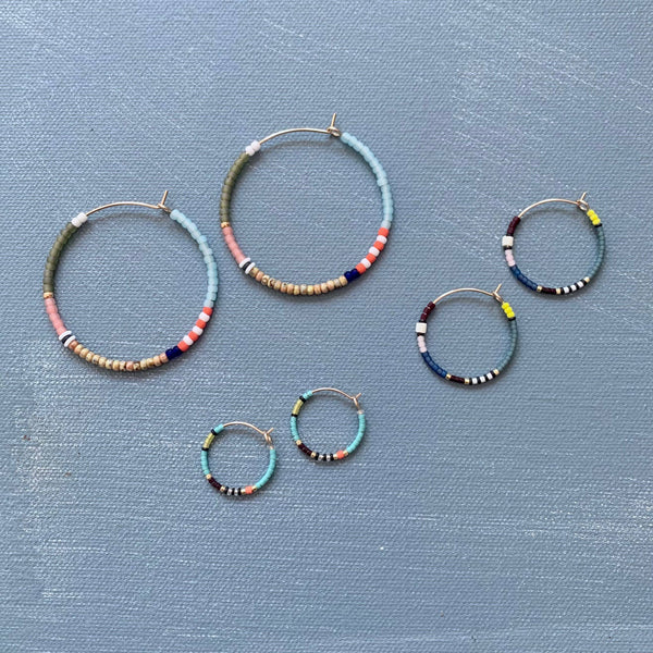 Dainty Beaded Hoop Earrings (.75")  - Lemon Ice | Alice Rise