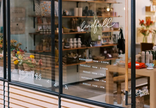 Landfall Floral Co. flower shop storefront at Edgewater Public Market in Edgewater, Colorado.